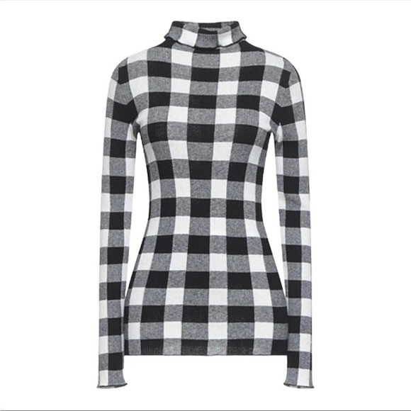 SportMax MaxMara Buffalo Plaid Sweater Blanc - Picture 1 of 8